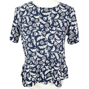 🌸Banana Republic- Navy Blue / White Floral Print Blouse- Size XS